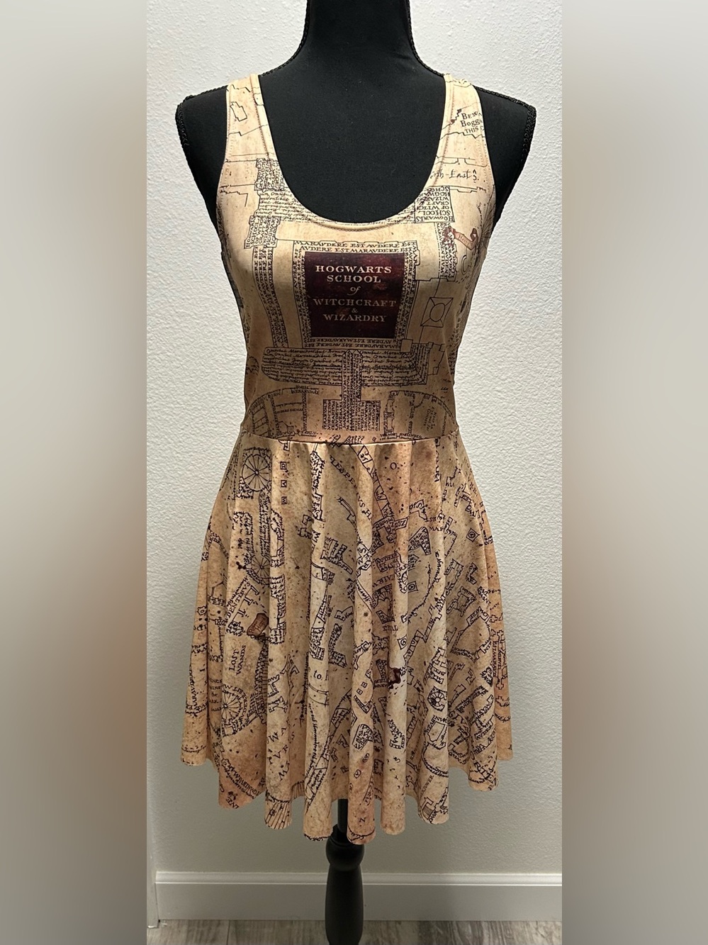 Blackmilk Harry Potter Maruaders Map Skater Dress - M - Multicolored - Used